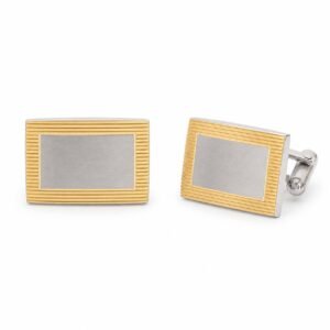 Gold-Frame Brushed Rectangle Cufflinks — product view