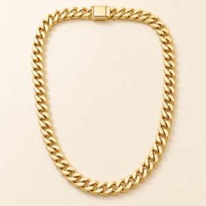 14mm Gold-Finish Stainless Steel Miami Cuban Chain with Box Clasp — product view