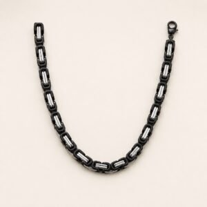 Black-Finish Stainless Steel Byzantine Chain — product view