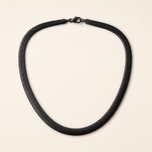 20-Inch Black-Finish 316L Stainless Steel Herringbone Chain — product view