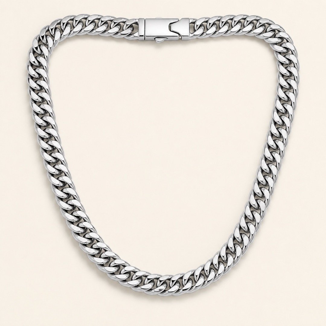 polished stainless steel double cuban chain Polished Stainless Steel Double Cuban Chain — product view