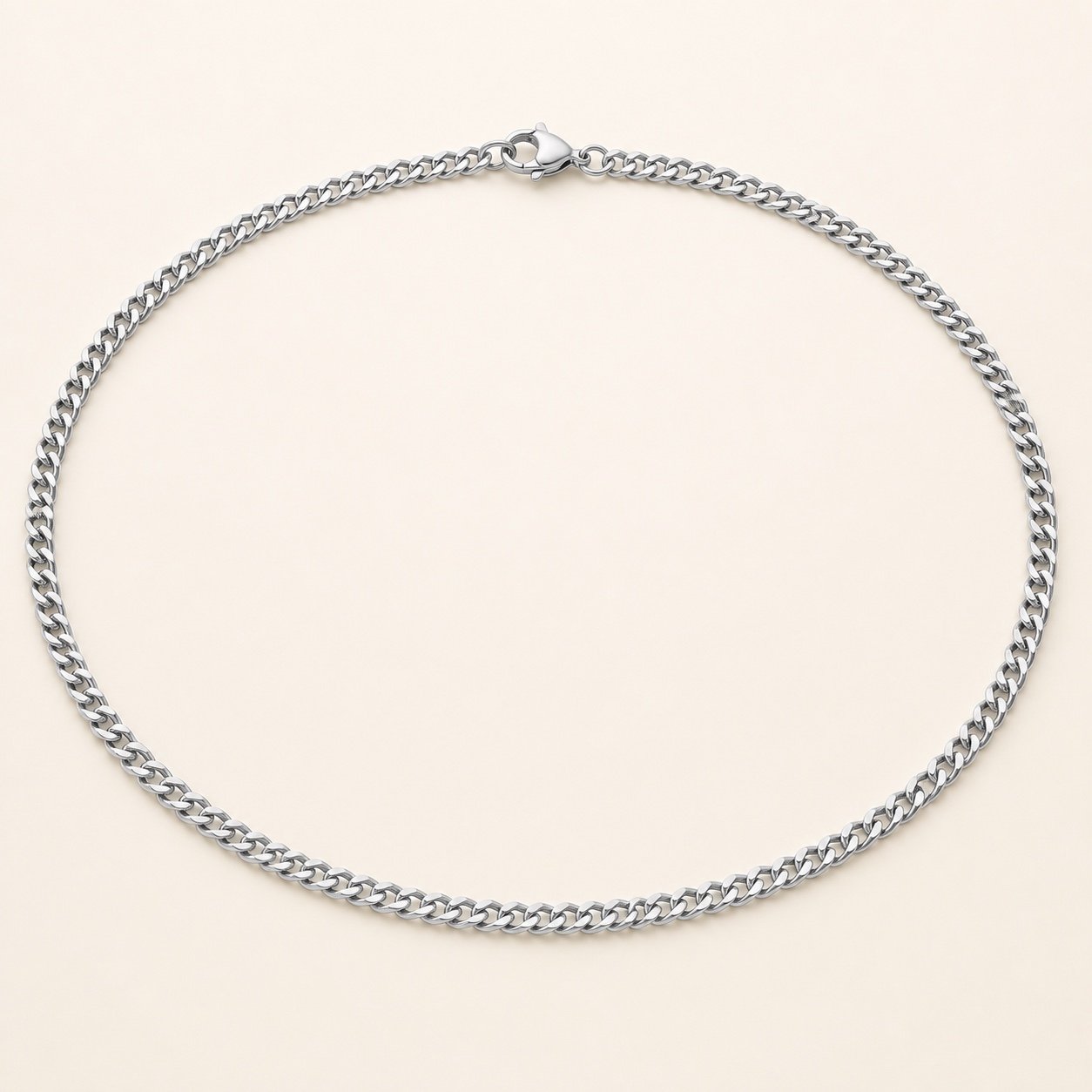3mm stainless steel curb chain — product view 3mm Stainless Steel Curb Chain — product view