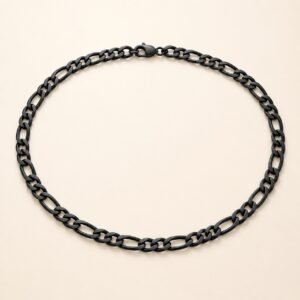 Black Stainless Steel Figaro Chain — product view