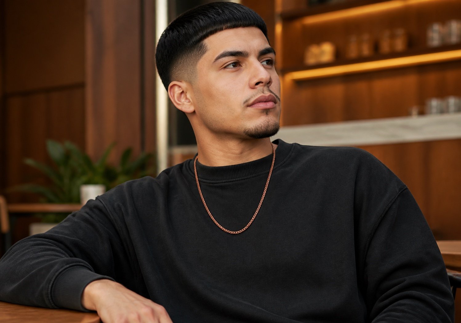 4mm chocolate stainless steel franco chain — lifestyle view 4mm Chocolate Stainless Steel Franco Chain — lifestyle view
