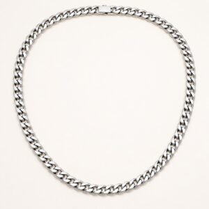 8mm Stainless Steel Cuban 24" Chain with Box Clasp — product view
