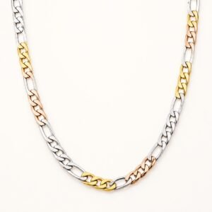 Tri-Color Stainless Steel Figaro Chain — product view