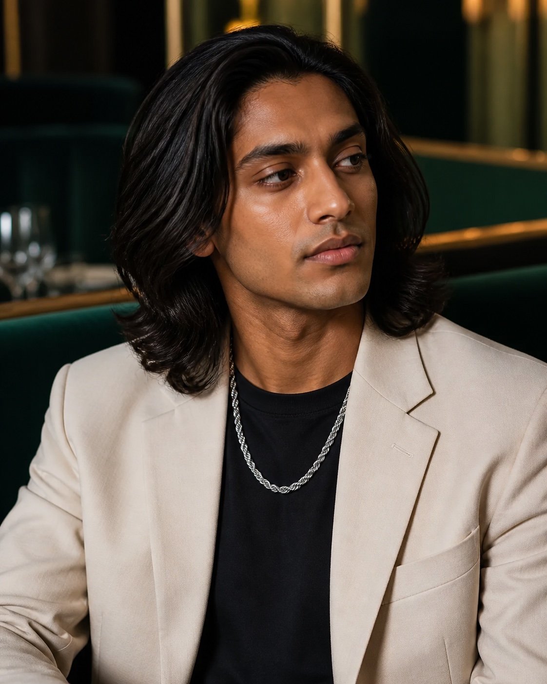 wide stainless steel rope chain — styled view Wide Stainless Steel Rope Chain — styled view