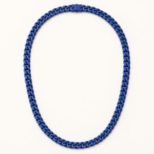 10mm Matte Blue Cuban Chain with Box Clasp — product view