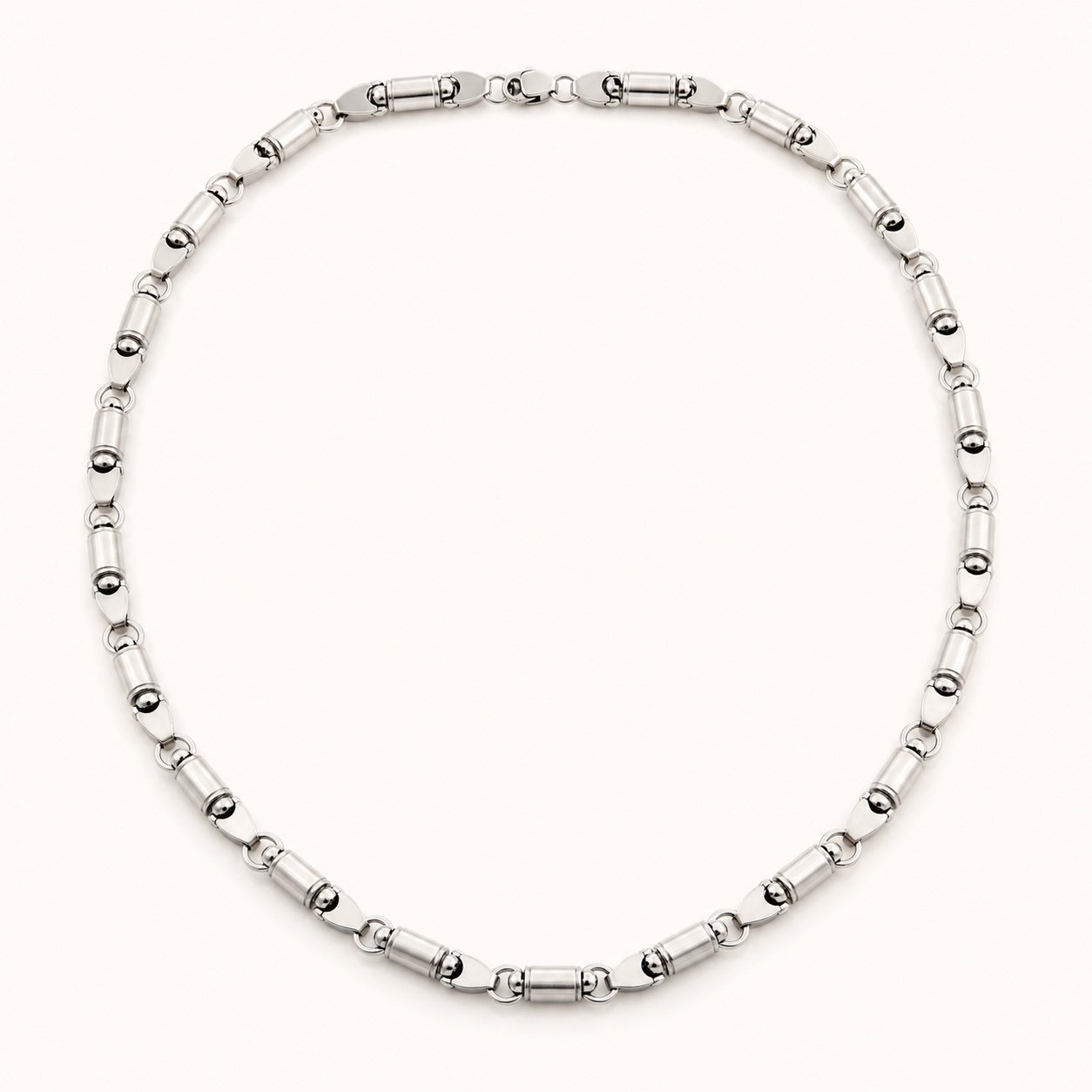 stainless steel barrel link chain — product view Stainless Steel Barrel-Link Chain — product view