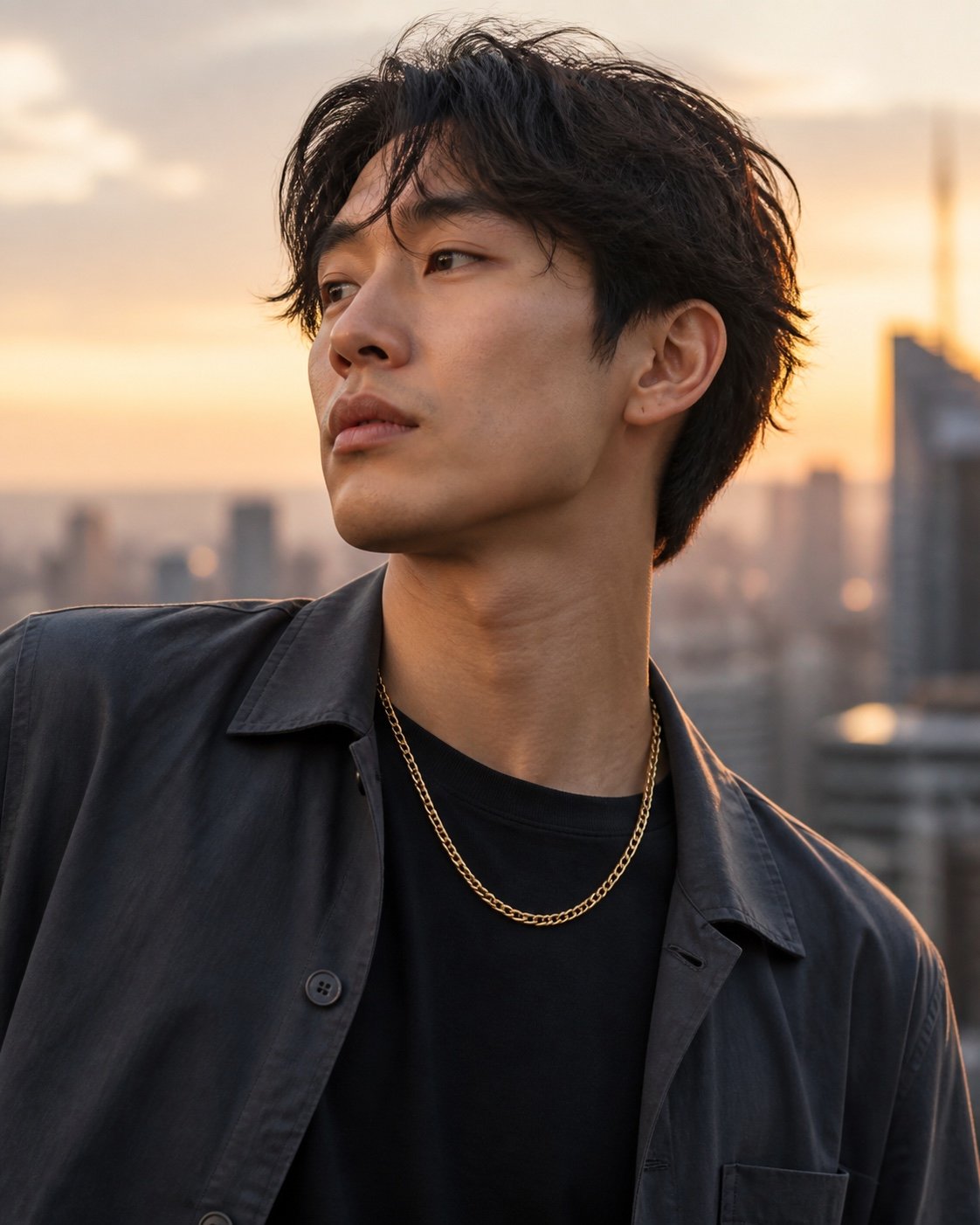 Gold-Tone Stainless Steel Figaro Chain — styled view Gold-Tone Stainless Steel Figaro Chain — styled view