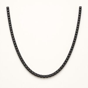 Black Stainless Steel Tennis Chain with Black CZ — product view