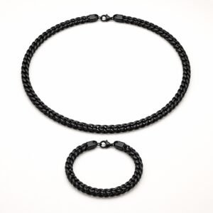 8mm Black Franco Chain & Bracelet Set — product view