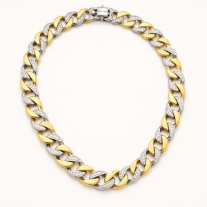 14mm Two-Tone Gold Pavé Curb Chain — product view