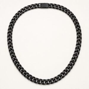 8mm Black Miami Cuban Chain with Box Clasp — product view