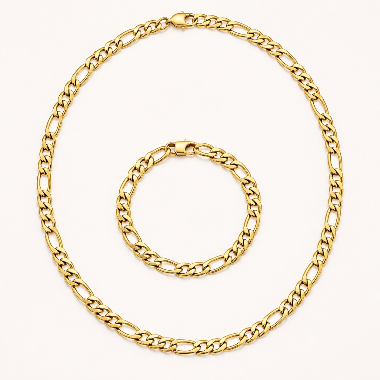 Gold-Tone Figaro Chain & Bracelet Set — product view Gold-Tone Figaro Chain & Bracelet Set — product view