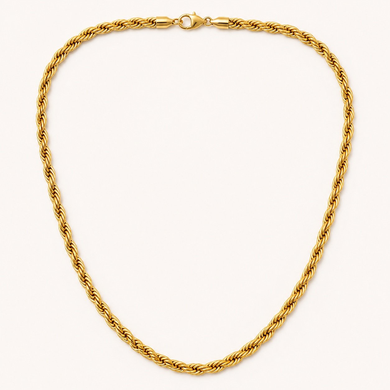 Gold-Tone Stainless Steel Rope Chain — product view Gold-Tone Stainless Steel Rope Chain — product view