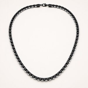 Black & Silver Two-Tone Box-Link Chain — product view