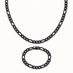 Black Figaro Chain & Bracelet Set — product view