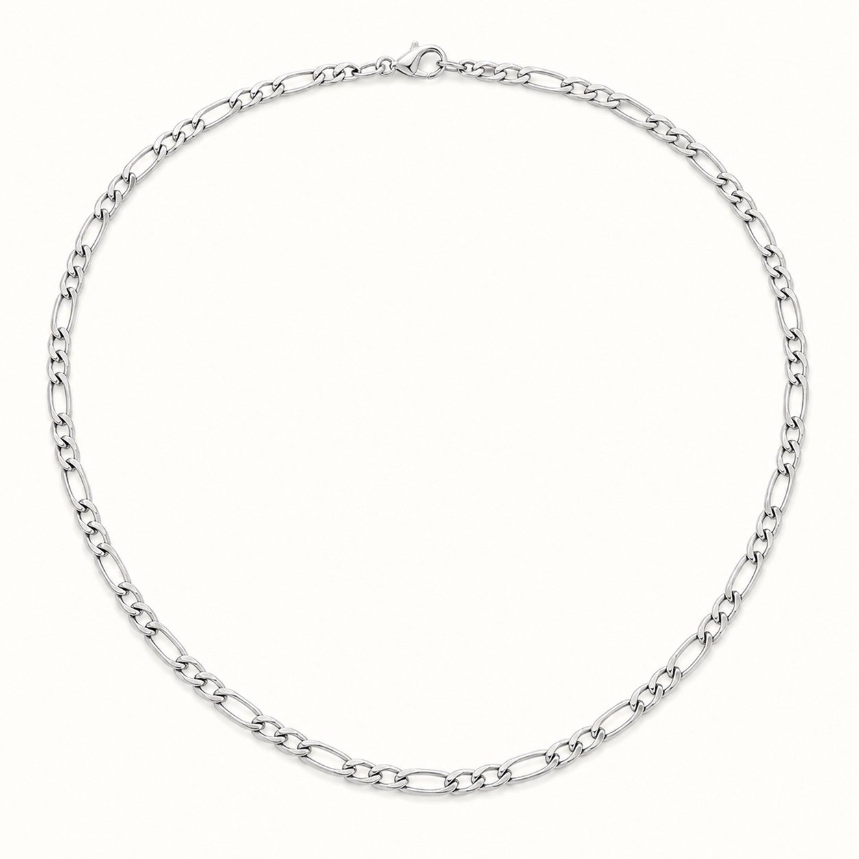 4mm Polished Stainless Steel Figaro Chain — product view 4mm Polished Stainless Steel Figaro Chain — product view