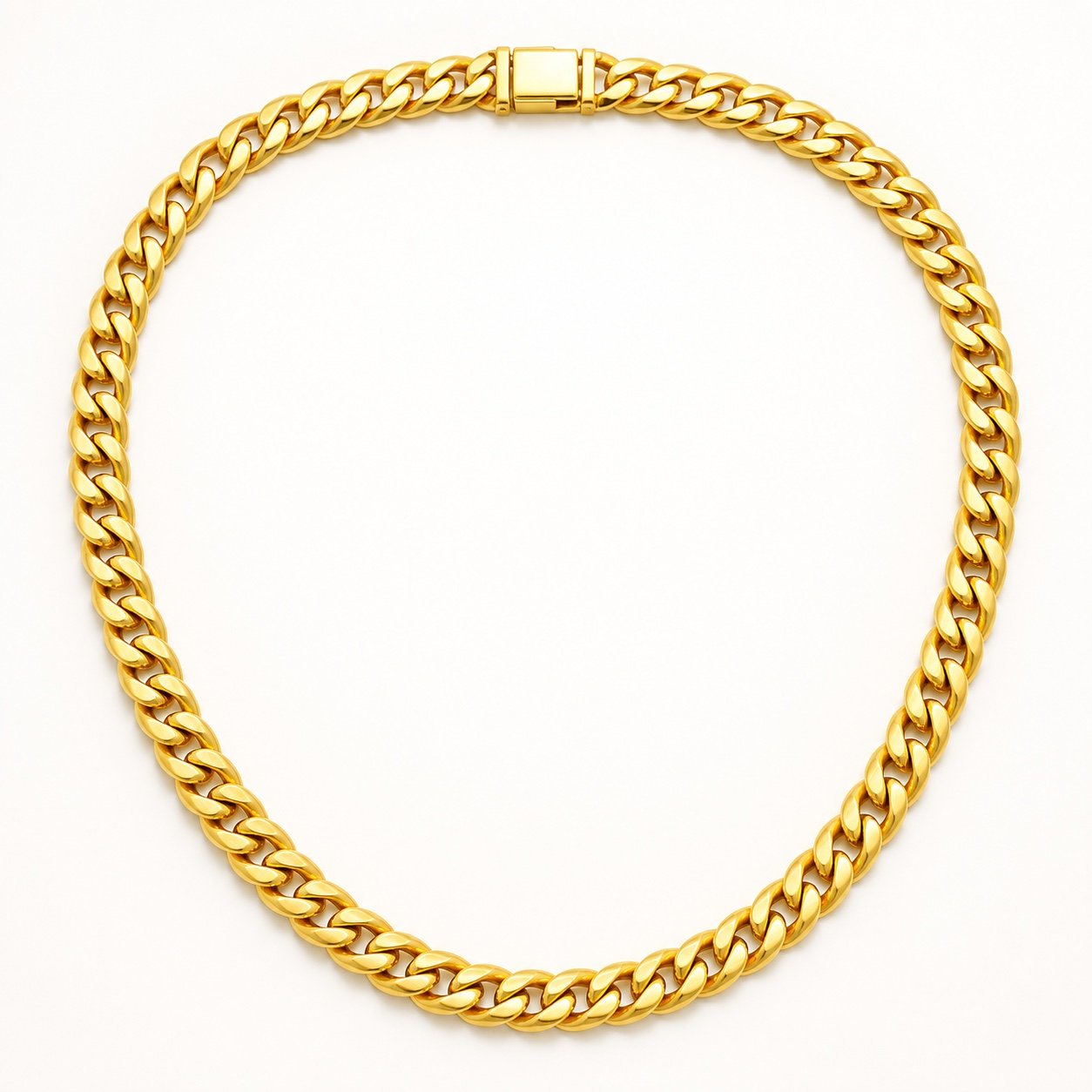 10mm Gold-Tone Miami Cuban Chain with Box Clasp — product view 10mm Gold-Tone Miami Cuban Chain with Box Clasp — product view
