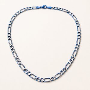 Blue & Silver Two-Tone Figaro Chain — product view