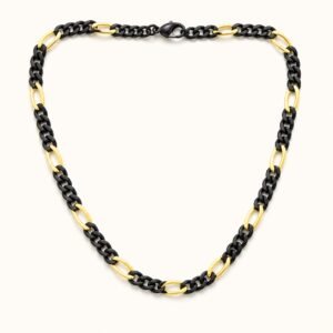 Black & Gold Two-Tone Figaro Chain — product view