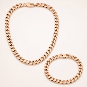 10mm Rose Gold-Tone Curb Chain & Bracelet Set — product view
