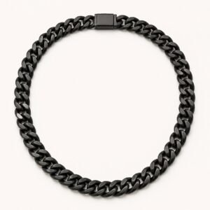 10mm Matte Black Miami Cuban Chain with Box Clasp — product view