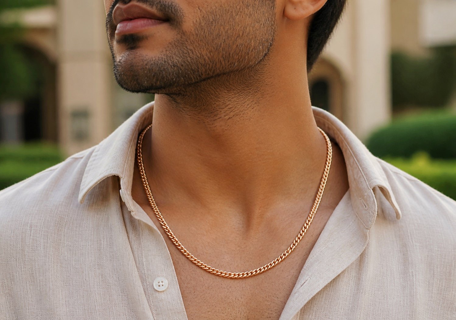 4mm Rose Gold-Tone Franco-Link Chain — detail view 4mm Rose Gold-Tone Franco-Link Chain — detail view