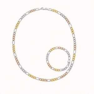 Tricolor Figaro Chain & Bracelet Set — product view