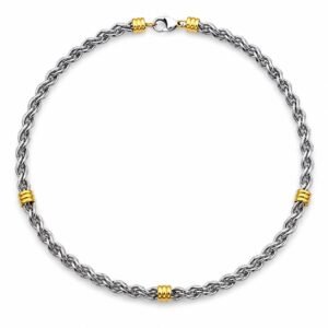 Two-Tone Gold-Accent Barrel-Link Chain — product view