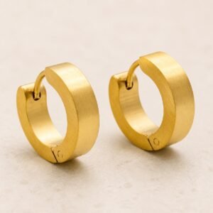 14mm Gold-Finish Stainless Steel Hoop Earrings — product view