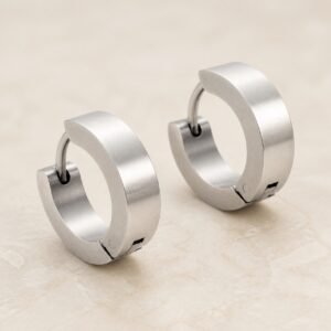 14mm Polished Stainless Steel Hoop Earrings — product view