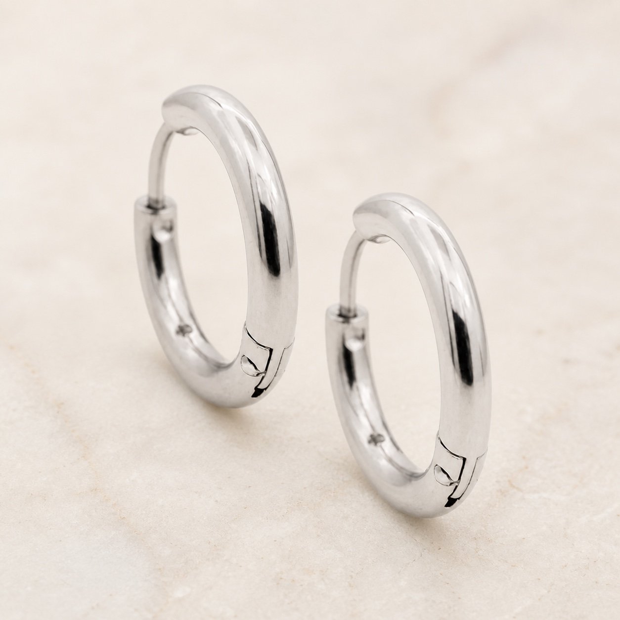 17mm Polished Stainless Steel Hoop Earrings — product view 17mm Polished Stainless Steel Hoop Earrings — product view