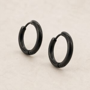 17mm Black-Finish Stainless Steel Hoop Earrings — product view