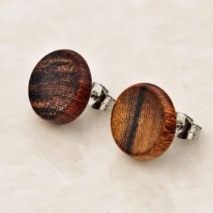 12mm Stainless Steel & Genuine-Wood Stud Earrings — product view