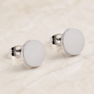 10mm Polished Stainless Steel Round Stud Earrings — product view
