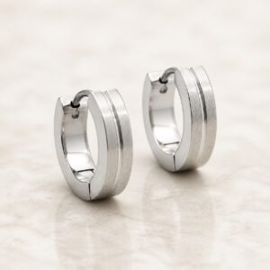 14mm Polished Stainless Steel Divoted Hoop Earrings — product view