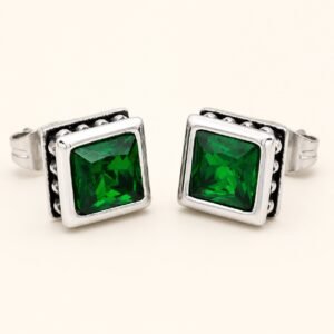 13mm Green Cubic Zirconia Stud Earrings — product view