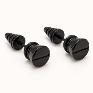 8mm Black-Plated Stainless Steel Screw-Back Earrings — product view