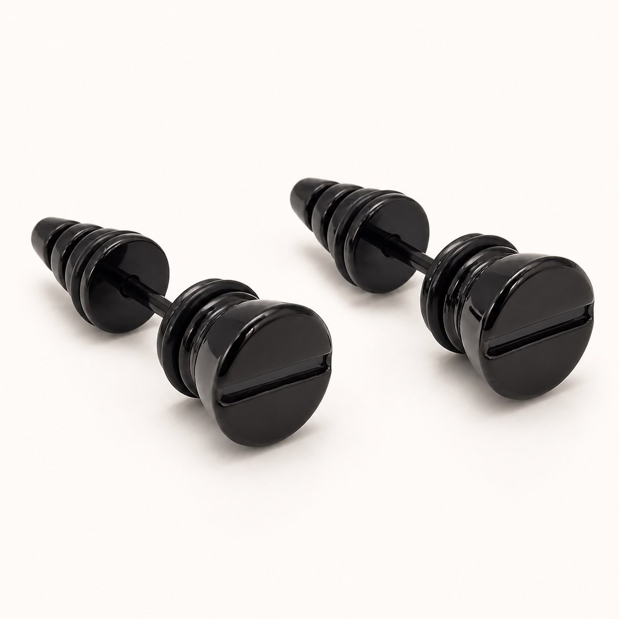 8mm Black-Plated Stainless Steel Screw-Back Earrings — product view 8mm Black-Plated Stainless Steel Screw-Back Earrings — product view