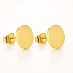 10mm Gold-Tone Stainless Steel Round Stud Earrings — product view