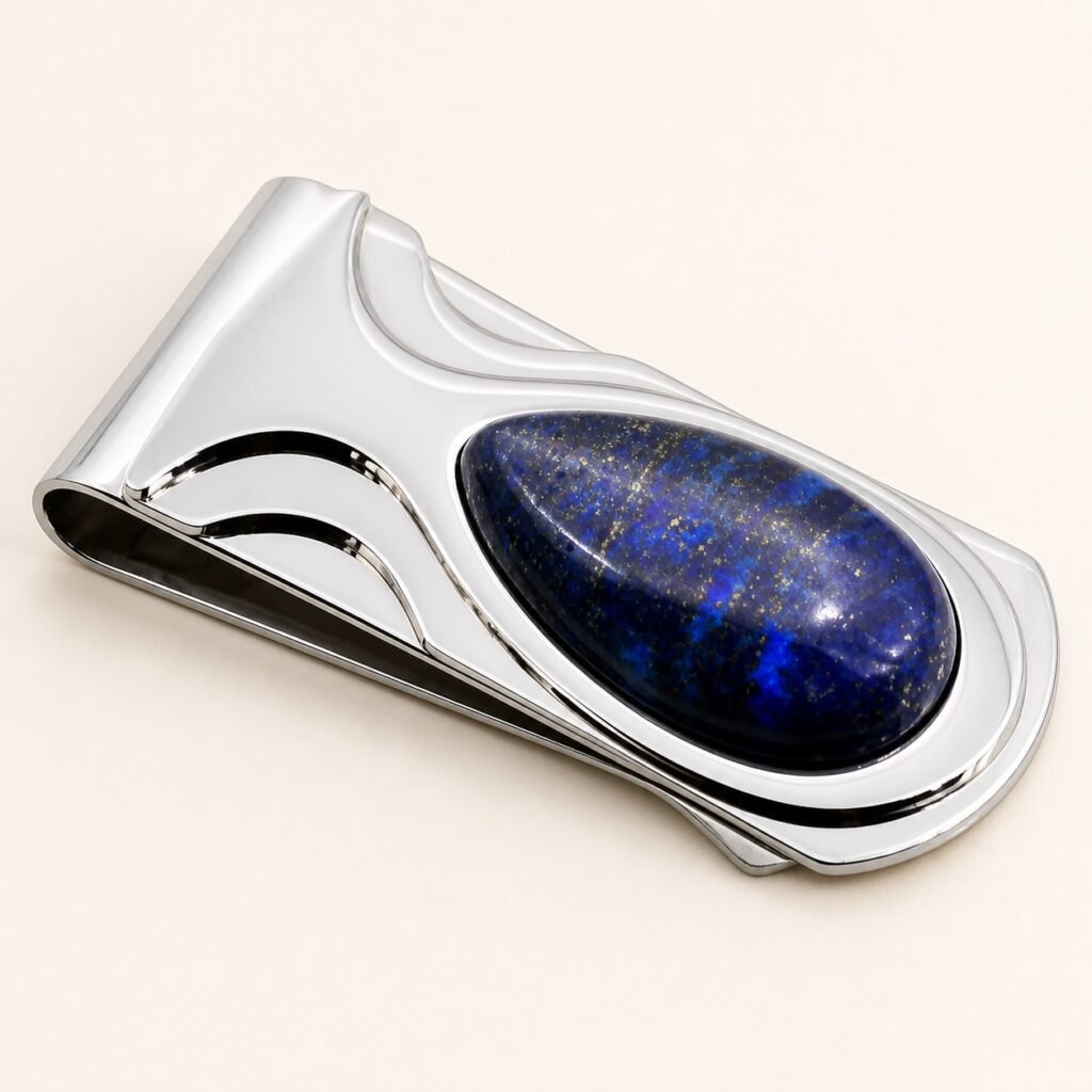 Genuine Lapis Stainless Steel Money Clip