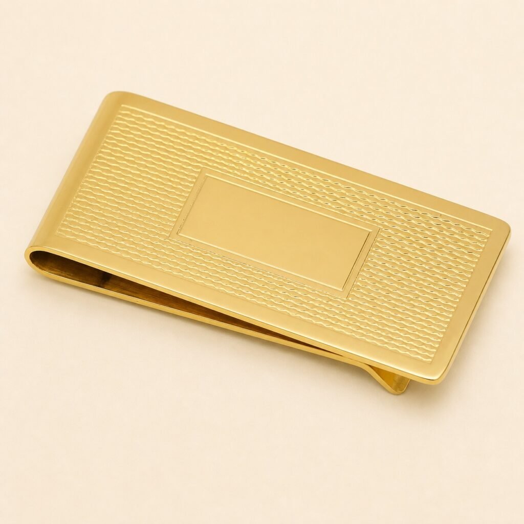 18K Gold-Plated Textured Money Clip