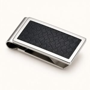 Black Stainless Steel Spring Money Clip — product view