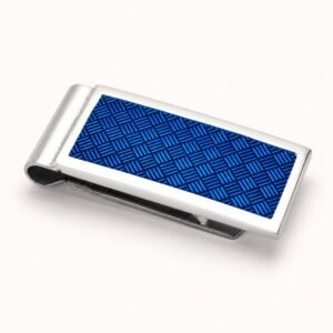 Blue Stainless Steel Spring Money Clip — product view