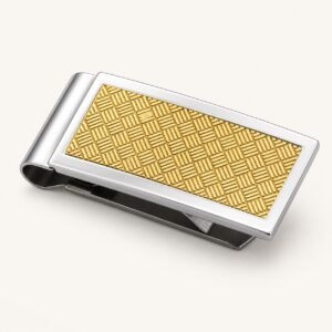 Gold-Pattern Inlay Stainless Steel Money Clip — product view