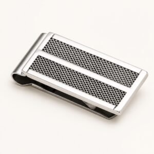 Twin-Texture Stainless Steel Money Clip — product view