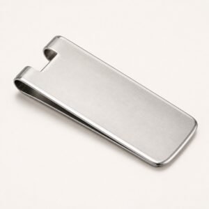 Minimal Brushed Stainless Steel Money Clip — product view