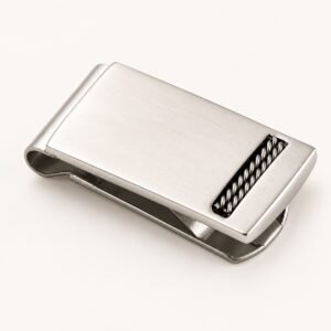 Brushed Stainless Steel Money Clip with Cable Accent — product view